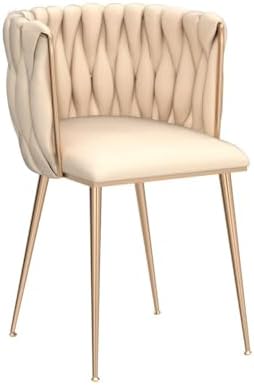 Nrizc Velvet Dining Chairs Set of 2  Woven Upholstered Dining Chairs with Gold Metal Legs  Modern Accent Chairs for Living Room  Dining Room  Kitchen