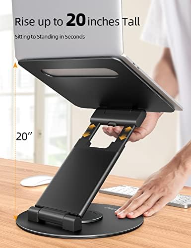 Nulaxy Telescopic 360 Rotating Laptop Stand for Desk Adjustable Height Swivel Pull Out Design Ergonomic Laptop Riser Fits All 10 17 Laptops Computer MacBook  Black