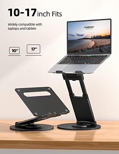 Nulaxy Telescopic 360 Rotating Laptop Stand for Desk Adjustable Height Swivel Pull Out Design Ergonomic Laptop Riser Fits All 10 17 Laptops Computer MacBook  Black