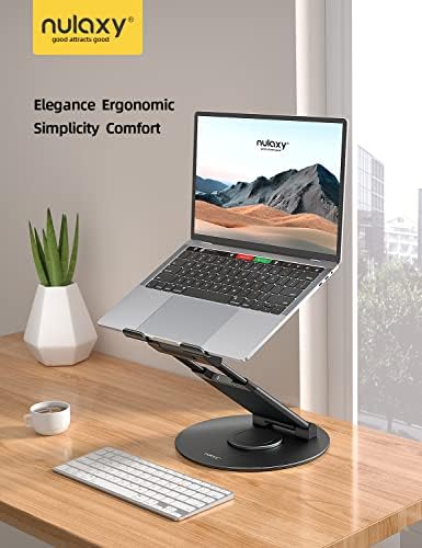 Nulaxy Telescopic 360 Rotating Laptop Stand for Desk Adjustable Height Swivel Pull Out Design Ergonomic Laptop Riser Fits All 10 17 Laptops Computer MacBook  Black