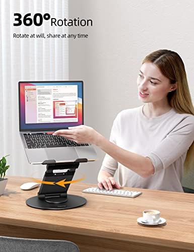 Nulaxy Telescopic 360 Rotating Laptop Stand for Desk Adjustable Height Swivel Pull Out Design Ergonomic Laptop Riser Fits All 10 17 Laptops Computer MacBook  Black