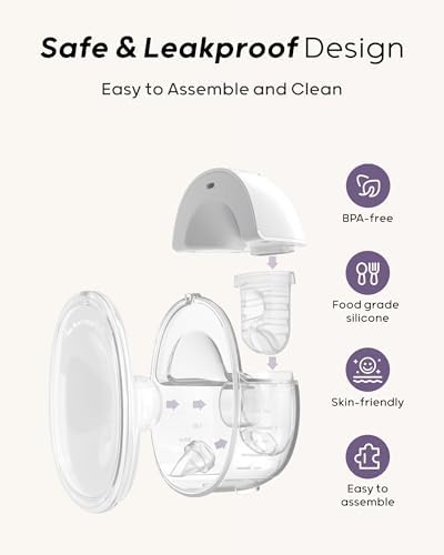 Nuliie Hands Free Breast Pump S32  Wearable Breastfeeding Pump 4 Modes 9 Levels with 18/21/24MM Flange  Electric Breast Pump Portable  Replaced Pumping Accessories Included  2 Packs  Purple 