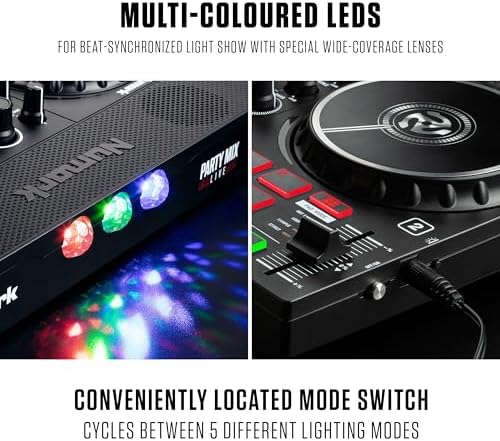 Numark Party Mix Live DJ Controller with Speakers  Lights  2 Decks  Mixer  Audio Interface and Serato Lite