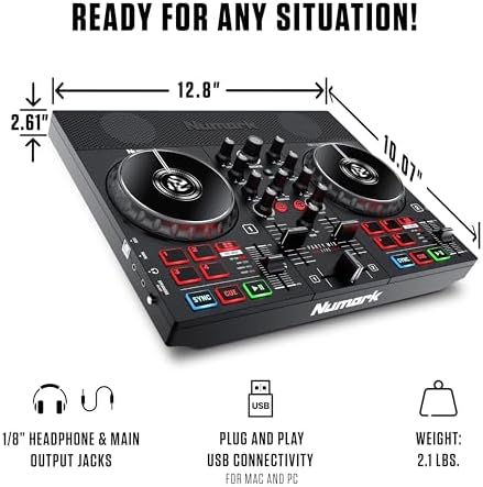 Numark Party Mix Live DJ Controller with Speakers  Lights  2 Decks  Mixer  Audio Interface and Serato Lite