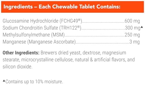 Nutramax Cosequin for Dogs Joint Health Supplement  Contains Glucosamine for Dogs  Plus Chondroitin and MSM  Supports Healthy Joints  Chewable Tablets  250 Count