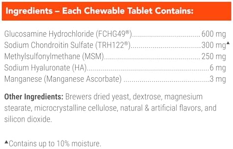 Nutramax Cosequin for Dogs Joint Health Supplement  Contains Glucosamine for Dogs  Plus Chondroitin and MSM  Supports Healthy Joints  Chewable Tablets  250 Count