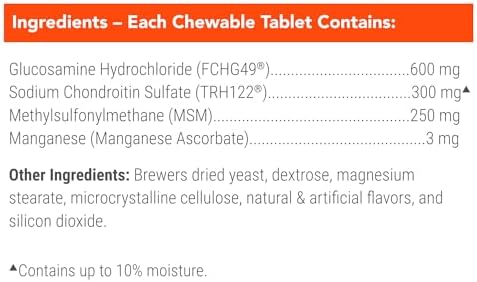 Nutramax Cosequin for Dogs Joint Health Supplement  Contains Glucosamine for Dogs  Plus Chondroitin and MSM  Supports Healthy Joints  Chewable Tablets  60 Count