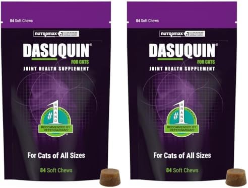 Nutramax Dasuquin Joint Health Supplement for Cats   with Glucosamine  Chondroitin  ASU  Boswellia Serrata Extract  Green Tea Extract  and Omega 3  84 Soft Chews  Pack of 2 