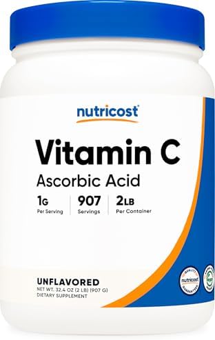 Nutricost Ascorbic Acid Powder  Vitamin C  2 LBS   Gluten Free  Non GMO