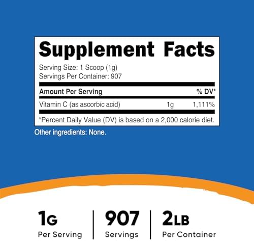 Nutricost Ascorbic Acid Powder  Vitamin C  2 LBS   Gluten Free  Non GMO