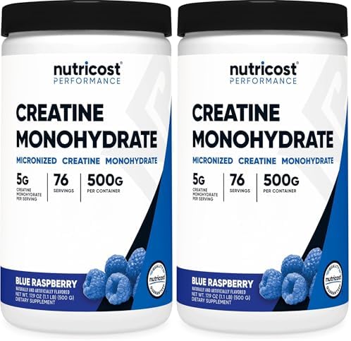 Nutricost Creatine Monohydrate Powder  Fruit Punch  500 Gram   Pack of 2 