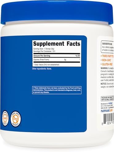 Nutricost Glycine Powder 1lb   Non GMO  Gluten Free
