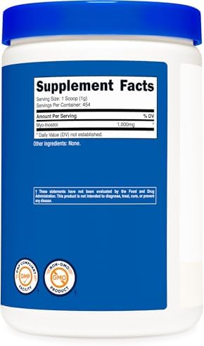 Nutricost Inositol Powder 1LB  454 Grams    Gluten Free  Non GMO