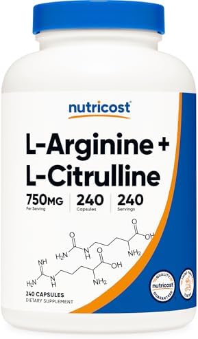 Nutricost L Arginine L Citrulline Complex 750mg  240 Capsules   Non GMO
