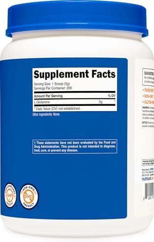 Nutricost L Glutamine Powder 1 KG   Unflavored  Non GMO  Gluten Free