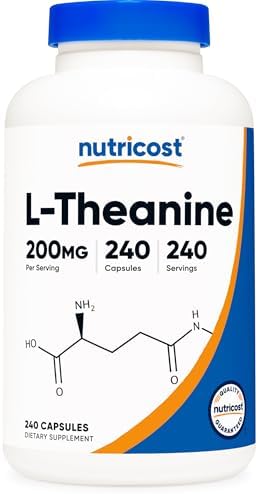 Nutricost L Theanine 200mg  120 Capsules  Double Strength   Non GMO  Gluten Free