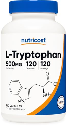 Nutricost L Tryptophan 500mg  120 Capsules   with BioPerine  Gluten Free  Non GMO