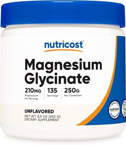 Nutricost Magnesium Glycinate Powder  250 Grams   Unflavored 