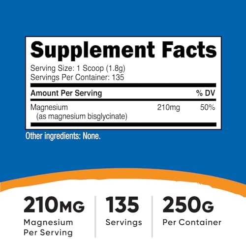 Nutricost Magnesium Glycinate Powder  250 Grams   Unflavored 