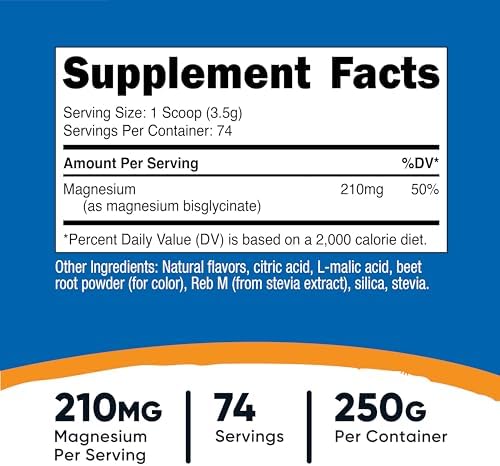 Nutricost Magnesium Glycinate Powder  250 Grams   Unflavored 