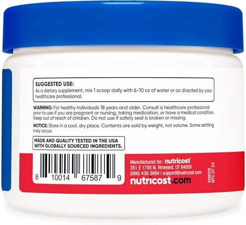 Nutricost Magnesium Glycinate Powder  250 Grams   Unflavored 