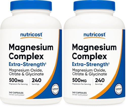 Nutricost Magnesium Complex 500mg  240 Capsules   Magnesium Oxide  Citrate  and Glycinate   Gluten Free and Non GMO
