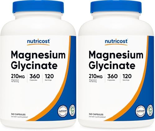 Nutricost Magnesium Glycinate Capsules  90 Capsules  210 mg Per Serving    Magnesium Glycinate Supplement for Gentle Absorption