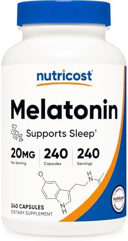 Nutricost Melatonin 20mg  240 Capsules  Non GMO & Gluten Free