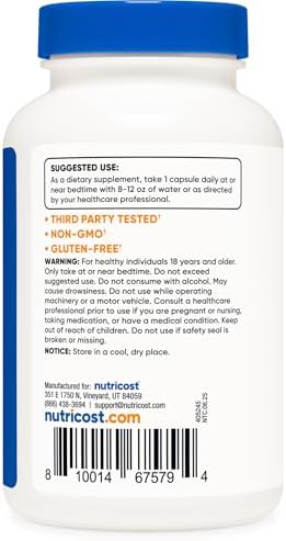 Nutricost Melatonin 20mg  240 Capsules  Non GMO & Gluten Free