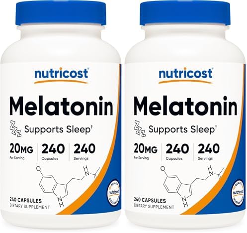 Nutricost Melatonin 20mg  240 Capsules  Non GMO & Gluten Free