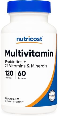 Nutricost Multivitamin with Probiotics 120 Vegetarian Capsules   Packed with Vitamins & Minerals
