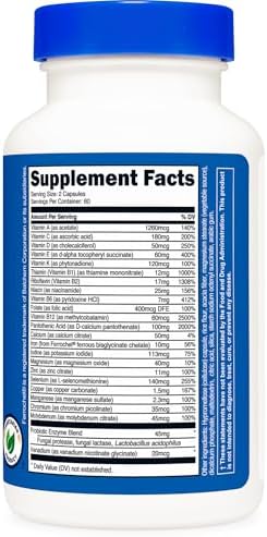 Nutricost Multivitamin with Probiotics 120 Vegetarian Capsules   Packed with Vitamins & Minerals