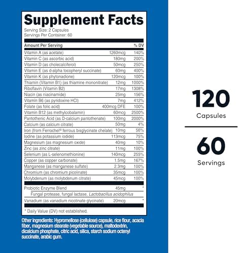 Nutricost Multivitamin with Probiotics 120 Vegetarian Capsules   Packed with Vitamins & Minerals