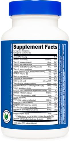 Nutricost Multivitamin with Probiotics 120 Vegetarian Capsules   Packed with Vitamins & Minerals
