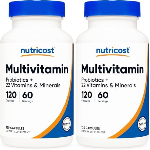 Nutricost Multivitamin with Probiotics 120 Vegetarian Capsules   Packed with Vitamins & Minerals