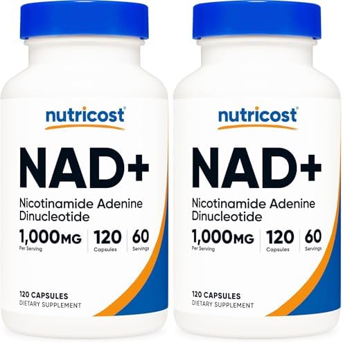 Nutricost NAD  Supplement 1 000mg per Serving 120 Capsules  Nicotinamide Adenine Dinucleotide    60 Servings  Gluten Free  Vegan