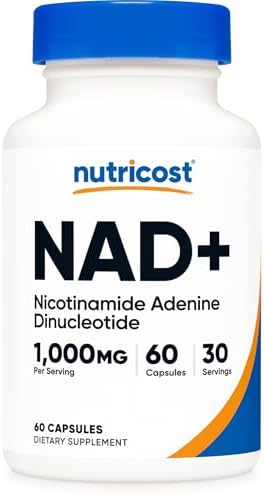Nutricost NAD  Supplement 1 000mg per Serving 120 Capsules  Nicotinamide Adenine Dinucleotide    60 Servings  Gluten Free  Vegan