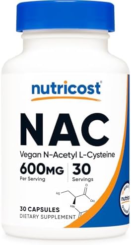 Nutricost N Acetyl L Cysteine  NAC  600mg  240 Vegetarian Capsules   Vegan  Non GMO  Gluten Free
