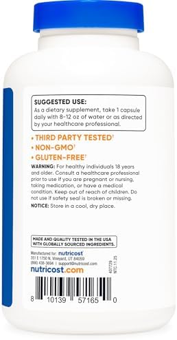 Nutricost N Acetyl L Cysteine  NAC  600mg  240 Vegetarian Capsules   Vegan  Non GMO  Gluten Free