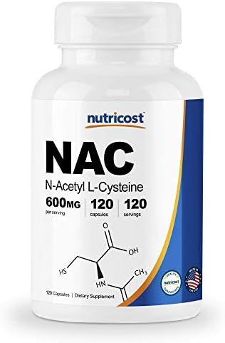 Nutricost N Acetyl L Cysteine  NAC  600mg  240 Vegetarian Capsules   Vegan  Non GMO  Gluten Free