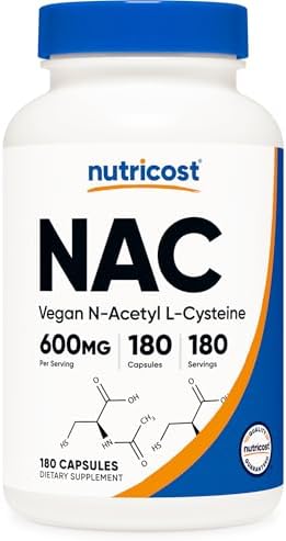 Nutricost N Acetyl L Cysteine  NAC  600mg  240 Vegetarian Capsules   Vegan  Non GMO  Gluten Free