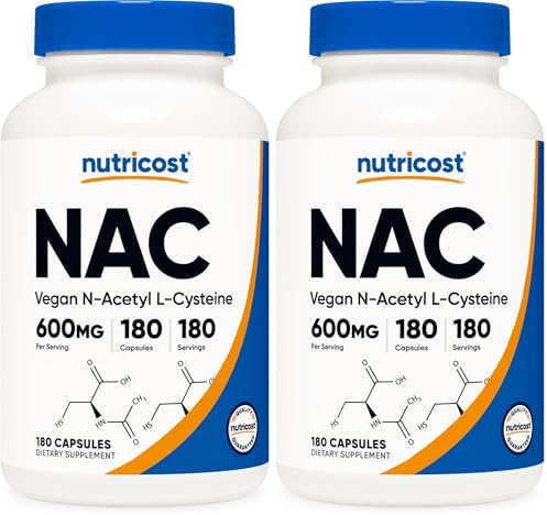 Nutricost N Acetyl L Cysteine  NAC  600mg  240 Vegetarian Capsules   Vegan  Non GMO  Gluten Free