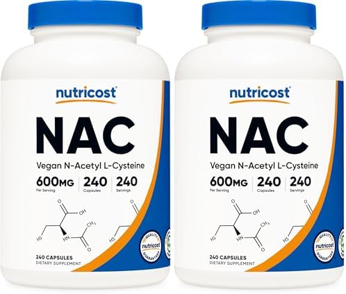 Nutricost N Acetyl L Cysteine  NAC  600mg  240 Vegetarian Capsules   Vegan  Non GMO  Gluten Free