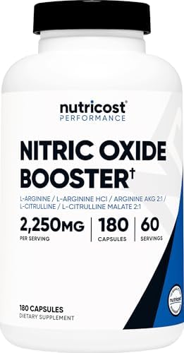 Nutricost Nitric Oxide Booster 2250mg  180 Capsules   750mg Per Casule  60 Servings   Gluten Free and Non GMO