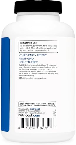 Nutricost Nitric Oxide Booster 2250mg  180 Capsules   750mg Per Casule  60 Servings   Gluten Free and Non GMO