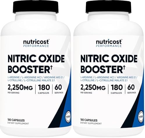 Nutricost Nitric Oxide Booster 2250mg  180 Capsules   750mg Per Casule  60 Servings   Gluten Free and Non GMO