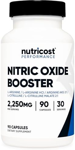 Nutricost Nitric Oxide Booster 2250mg  180 Capsules   750mg Per Casule  60 Servings   Gluten Free and Non GMO