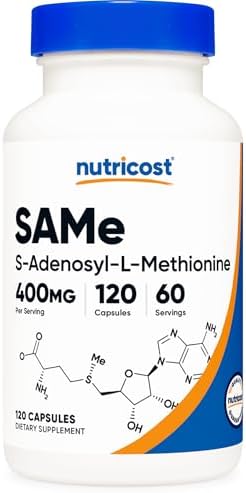 Nutricost SAM e  S Adenosyl L Methionine  400mg Per Serving  60 Servings  200mg Per Capsule  120 Capsules   Non GMO  Gluten Free Same  Vegetarian