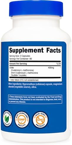 Nutricost SAM e  S Adenosyl L Methionine  400mg Per Serving  60 Servings  200mg Per Capsule  120 Capsules   Non GMO  Gluten Free Same  Vegetarian