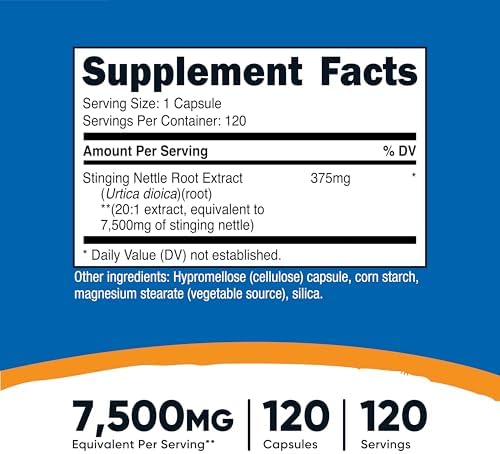 Nutricost Stinging Nettle Root Extract 7500mg Equivalent  120 Capsules   Vegetarian Friendly  Non GMO  Gluten Free  Pack of 2 
